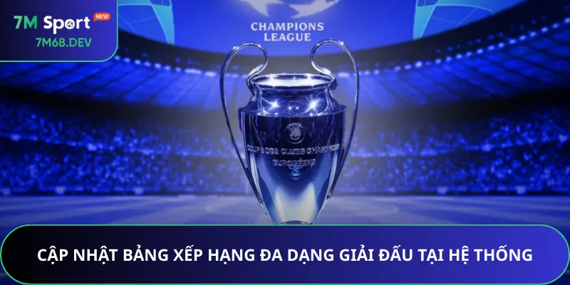 Cập nhật bảng xếp hạng đa dạng giải đấu tại hệ thống